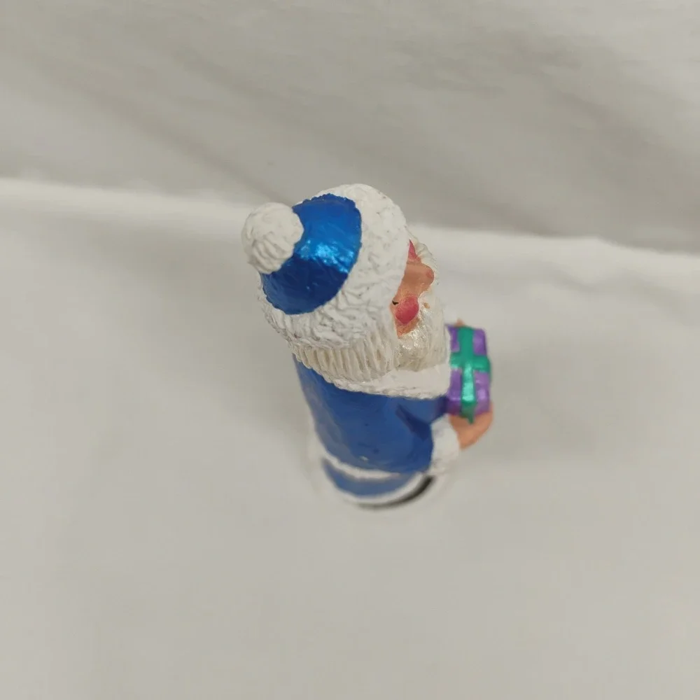 Vintage Folk Art BLUE Rustic Santa 6.5